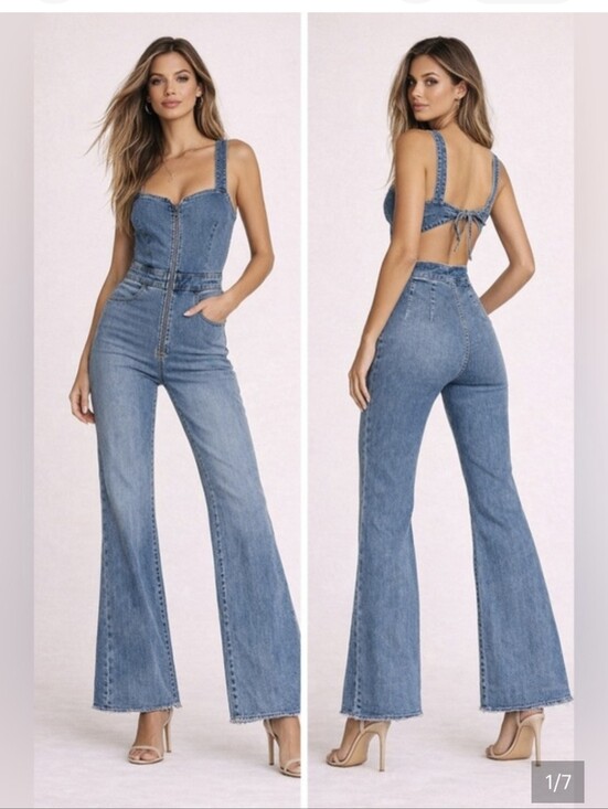 Lulus Denim - Lulu's Kendra Washed Blue Denim Overalls Jumpsuit NWT SIZE MEDIUM